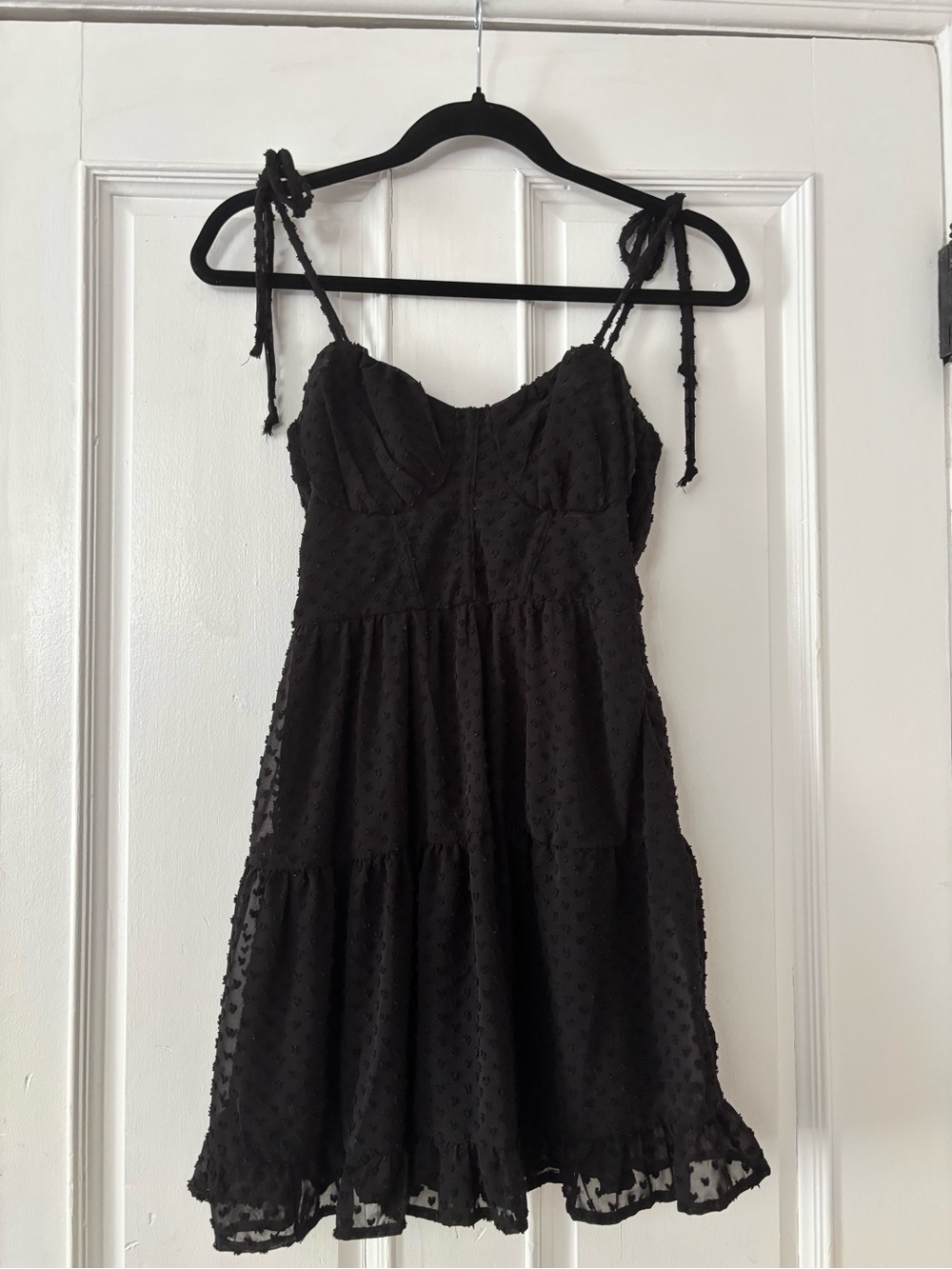 wild fable Black Swiss Dot Tie-Strap Mini Dress